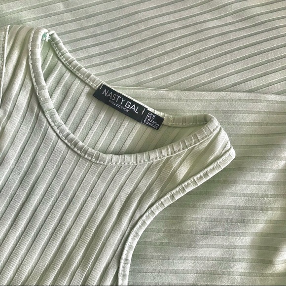 Pistachio Ribbed Racerback and Wide Leg Trouser Matching Lounge Set - Picture 5 of 6